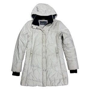 LOLE Designer White Insulated Winter Puffer Parka Jacket Coat Womens Medium